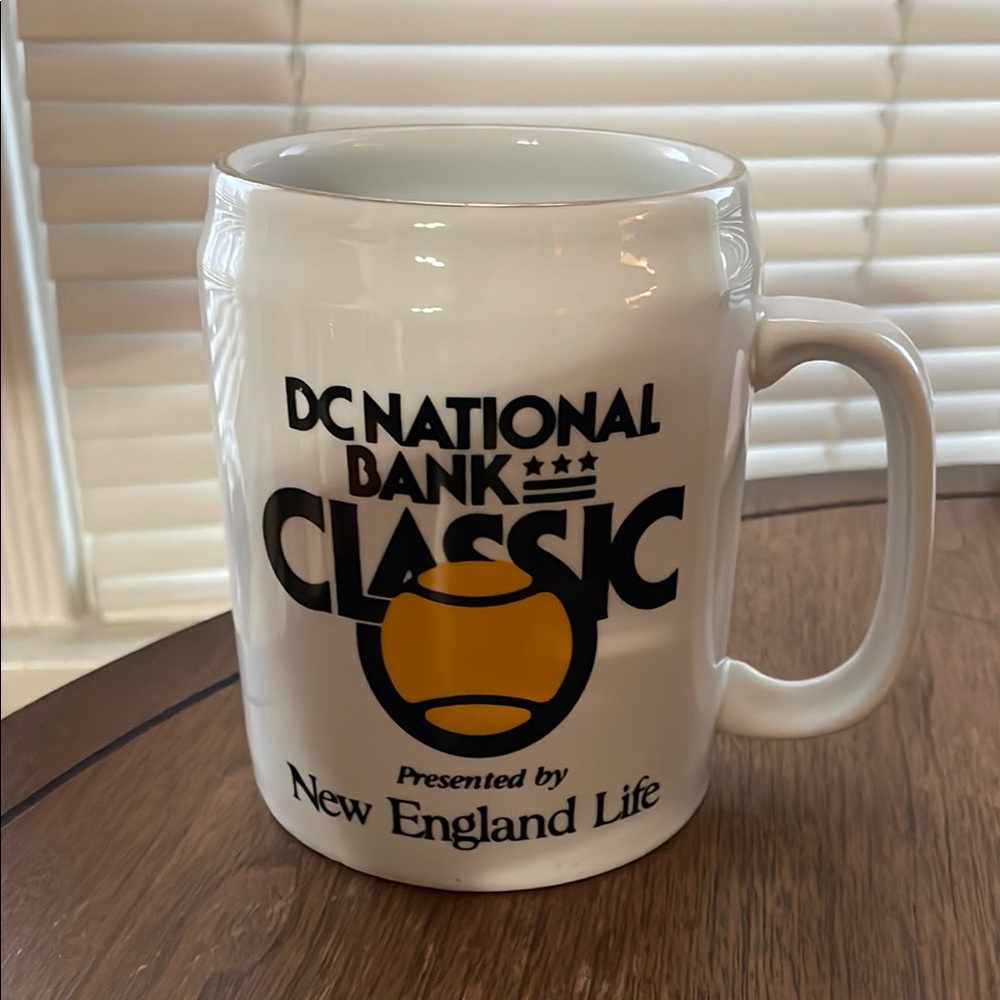Vintage Large White Tennis Mug DC National Bank Classic